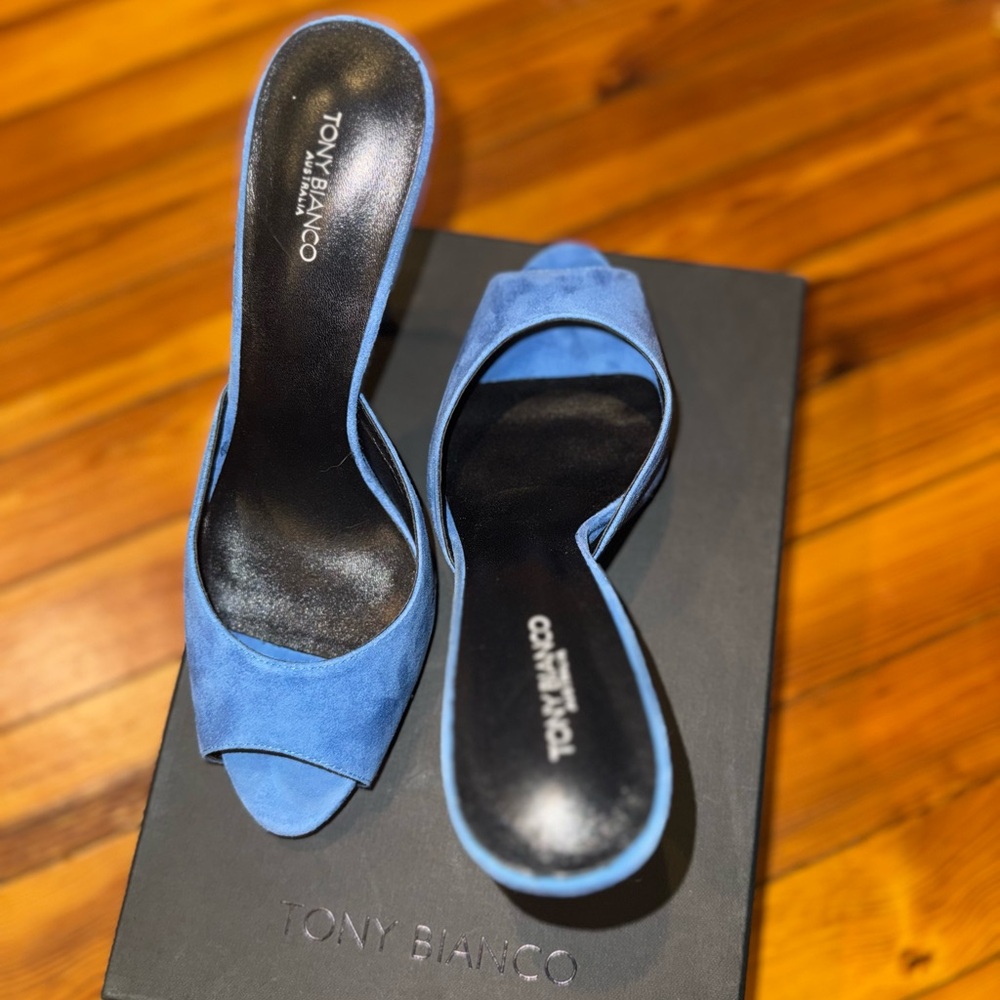 Tony Bianco Sky Blue Open-Toe Heels - Picture 3 of 5